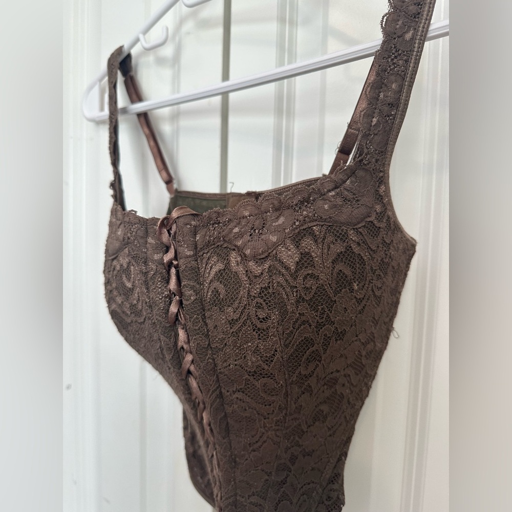 Brown lace corset top